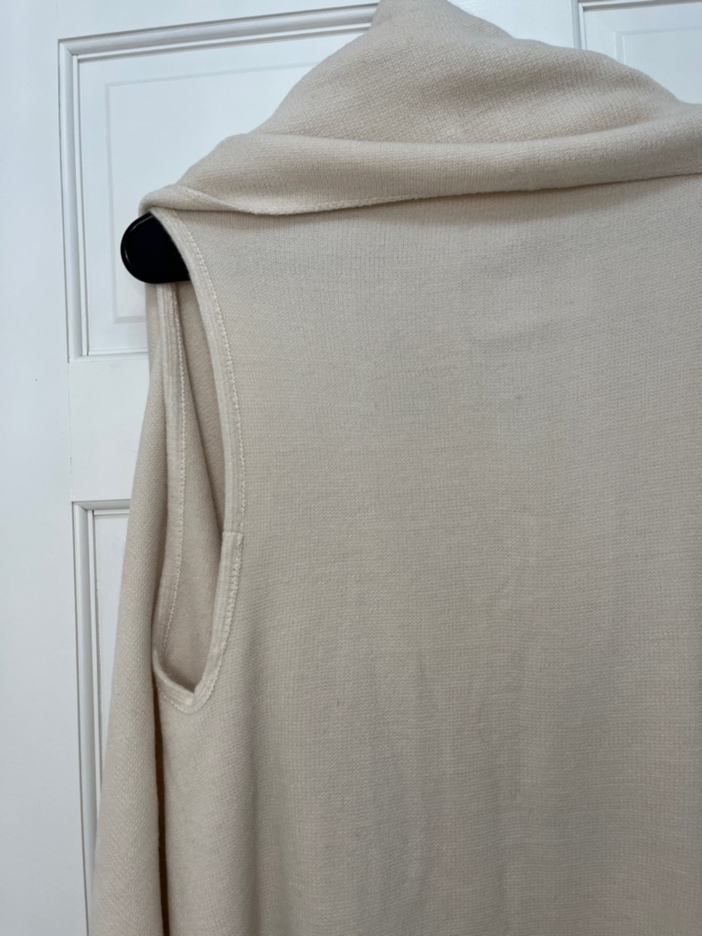 Look Cream Knit Open Front Draped Sleeveless Cardigan Vest - One Size - Picture 9 of 12